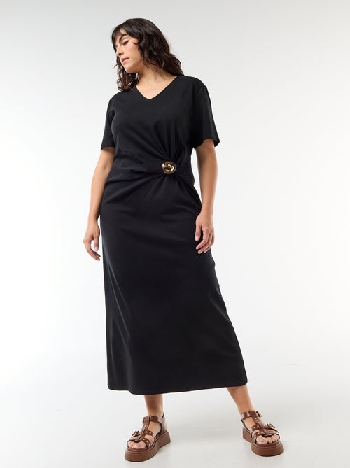 Robe Tunique Noire Version Sud, Taille M, Col V, Manches Longues - Occasion