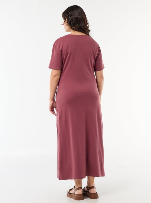 Robe longue plissé avec bijou doré - Kiabi