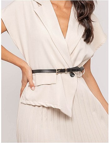 Robe longue plissée avec ceinture INARA