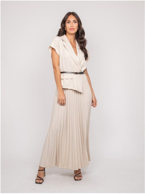 Robe longue plissée avec ceinture INARA - Kiabi