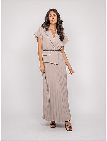Robe longue plissée avec ceinture INARA