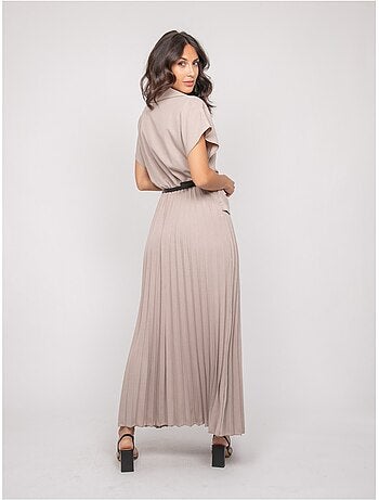 Robe longue plissée avec ceinture INARA