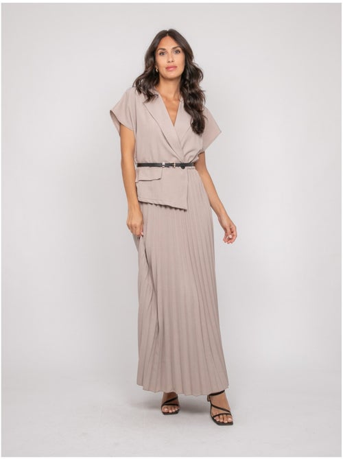 Robe longue plissée avec ceinture INARA - Kiabi