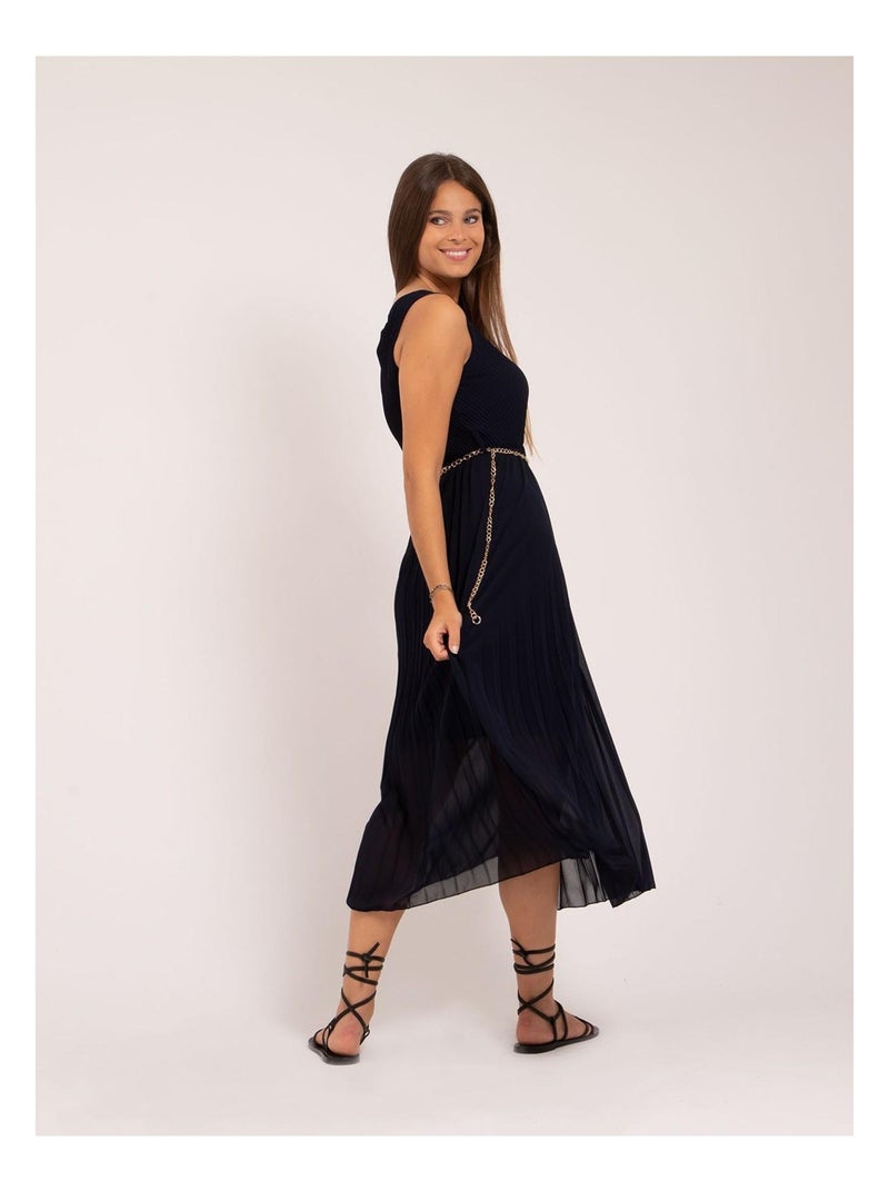 Robe longue plissée IANESSA Bleu marine - Kiabi