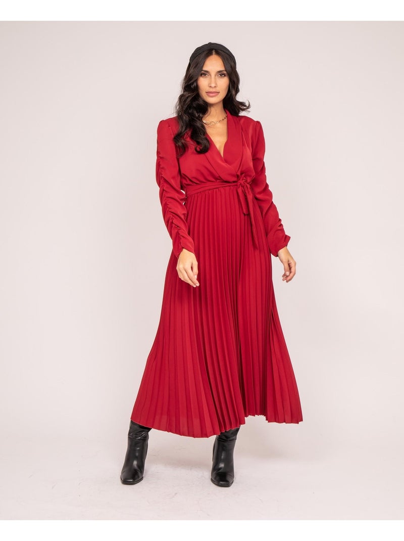 Robe longue plissée ILEM Bordeaux - Kiabi