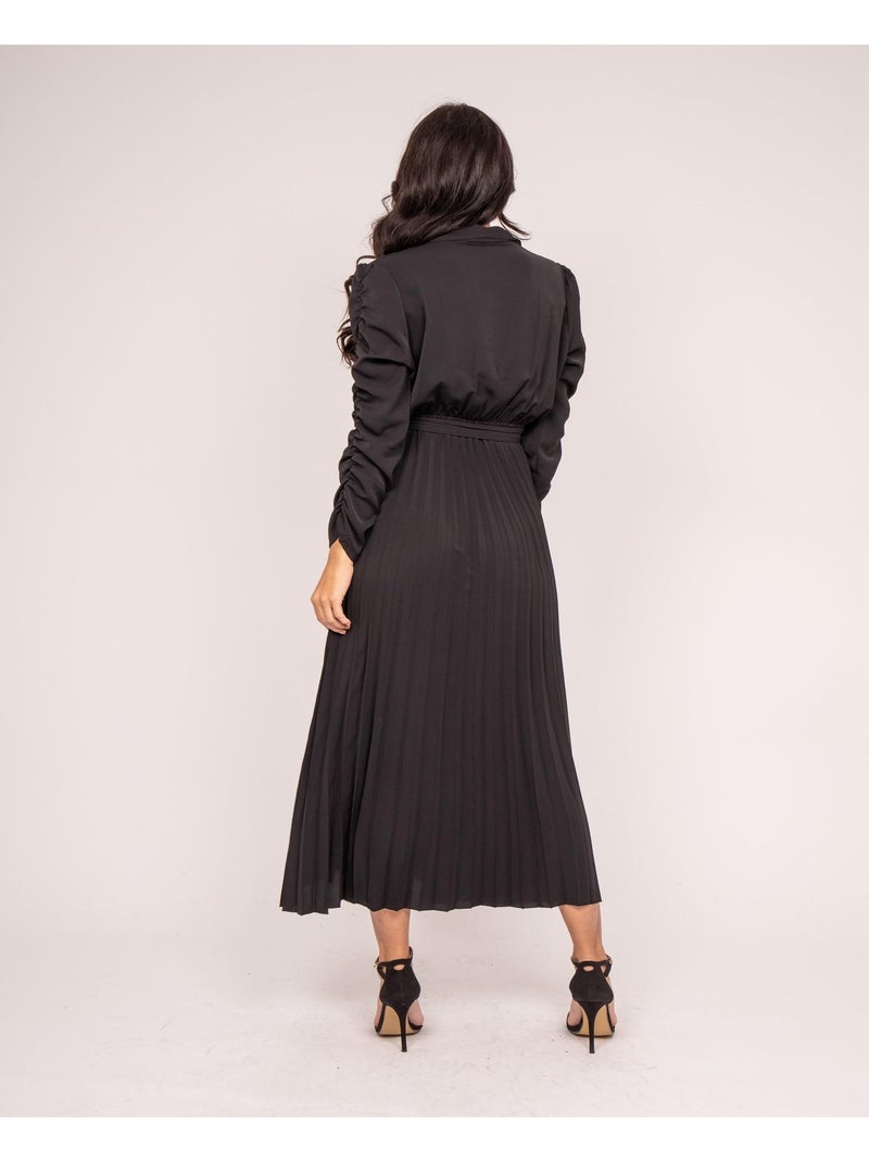Robe longue plissée ilem Noir - Kiabi