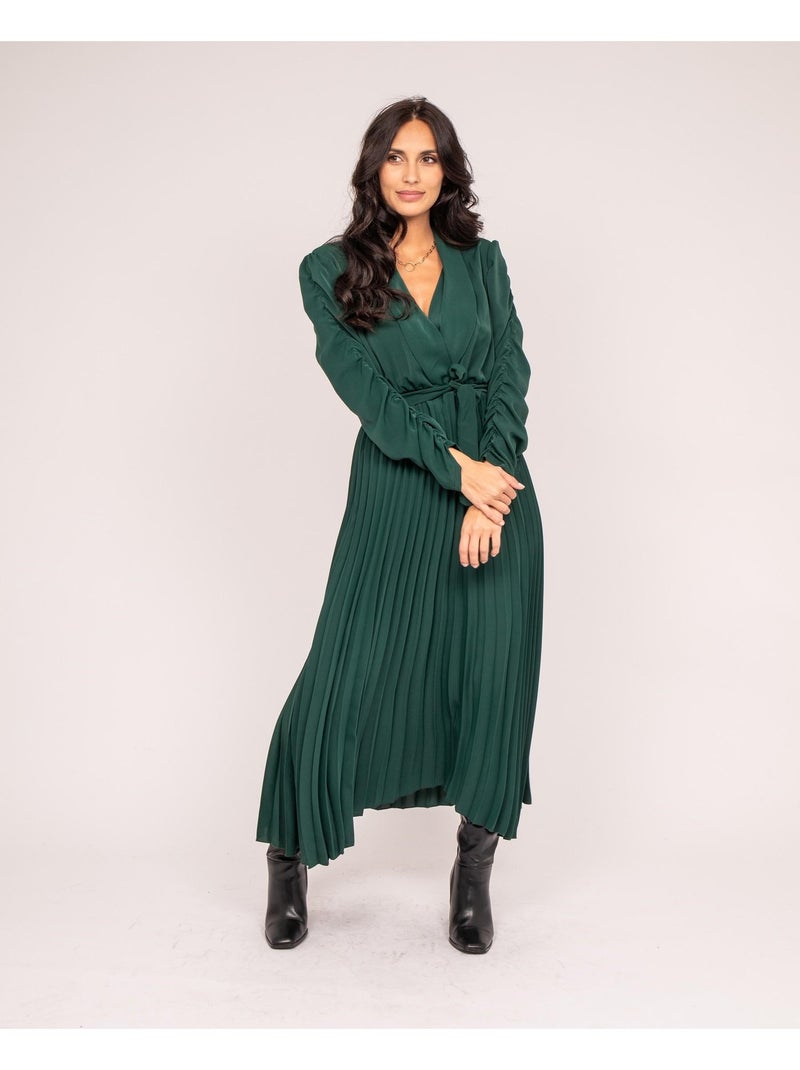 Robe longue plissée ILEM Vert - Kiabi