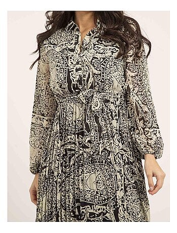 Robe longue plissée motifs INASSIA