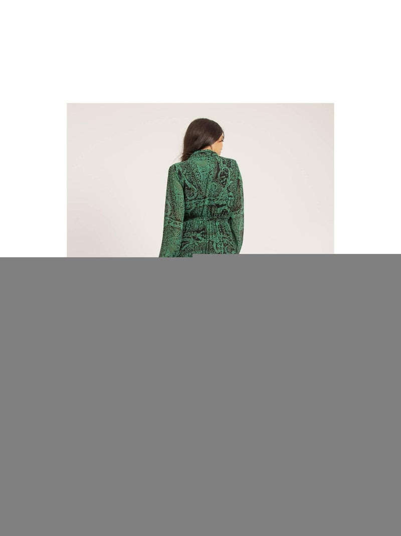 Robe longue plissée motifs INASSIA Vert - Kiabi