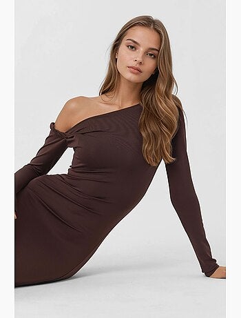 Robe longue portefeuille à col asymétrique hiccup
