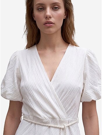 Robe longue portefeuille à col en v ceinturée my fashion