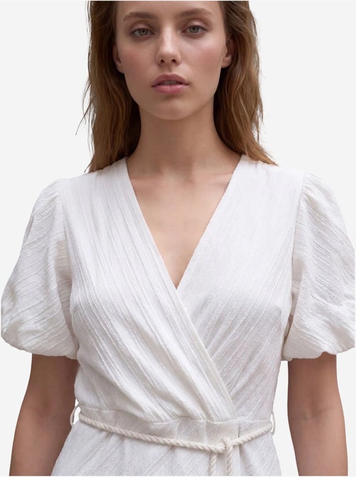 Robe longue portefeuille à col en v ceinturée my fashion - Kiabi Robe longue portefeuille à col en v ceinturée my fashion - Kiabi
