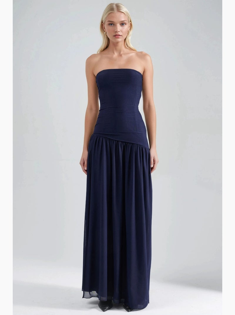 Robe longue portefeuille bustier fendue hiccup Bleu marine - Kiabi