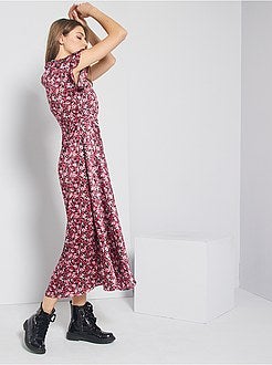 Robe longue portefeuille fleurie - Kiabi