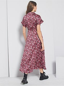 Robe longue portefeuille fleurie - Kiabi