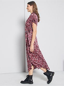 Robe longue portefeuille fleurie - Kiabi