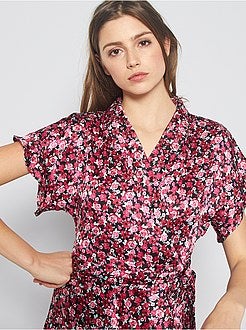 Robe longue portefeuille fleurie - Kiabi