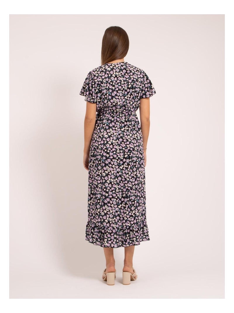 Robe longue portefeuille motifs ITANIA Noir - Kiabi