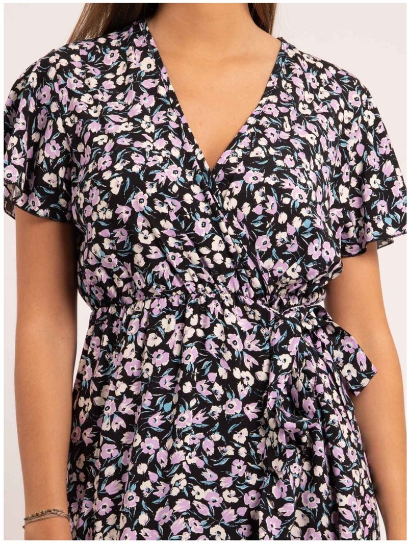 Robe longue portefeuille motifs ITANIA Noir - Kiabi