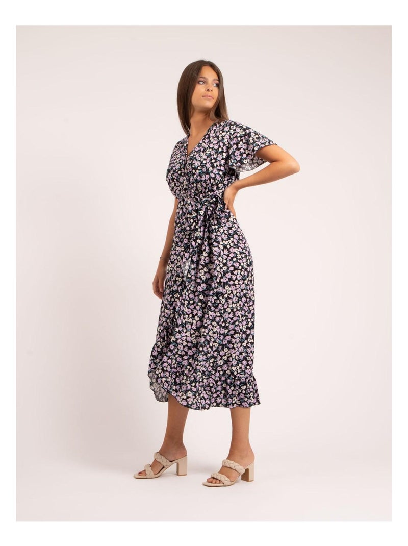 Robe longue portefeuille motifs ITANIA Noir - Kiabi