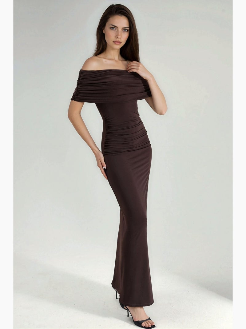 Robe longue portefeuille sans bretelles hiccup Marron chocolat - Kiabi