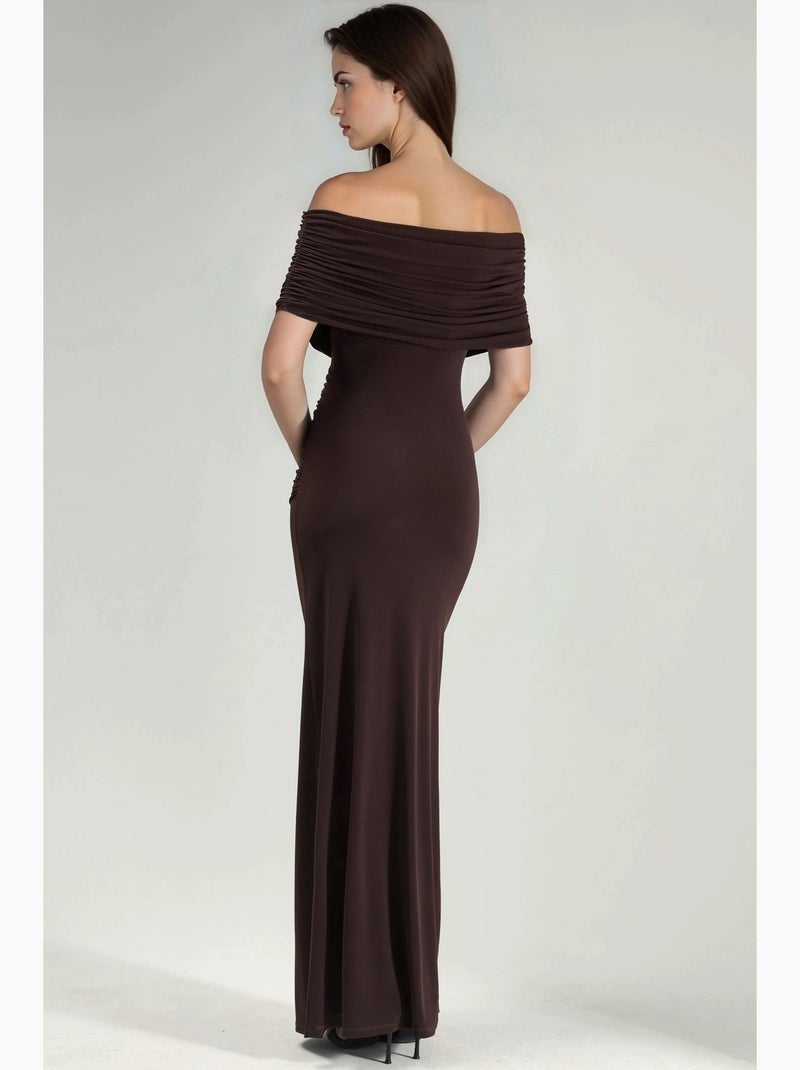 Robe longue portefeuille sans bretelles hiccup Marron chocolat - Kiabi