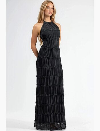 Robe longue portefeuille texturée à col halter hiccup