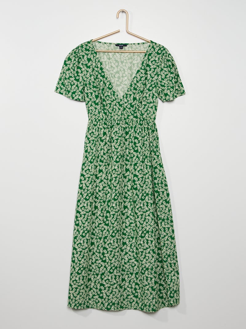 Robe longue portefeuille Vert - Kiabi