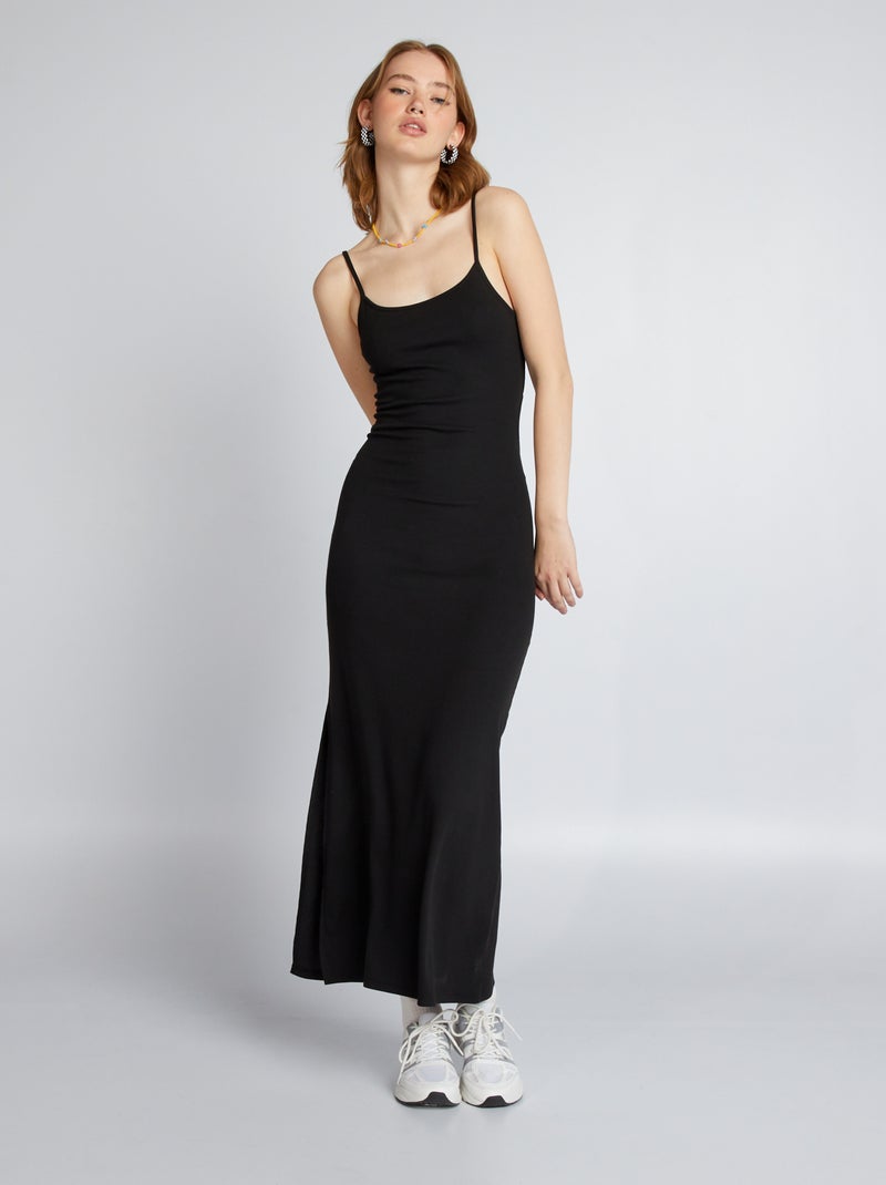 Robe longue près du corps noir Kiabi
