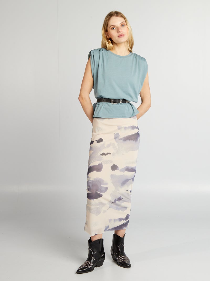 Robe longue près du corps tie and dye Bleu/beige - Kiabi