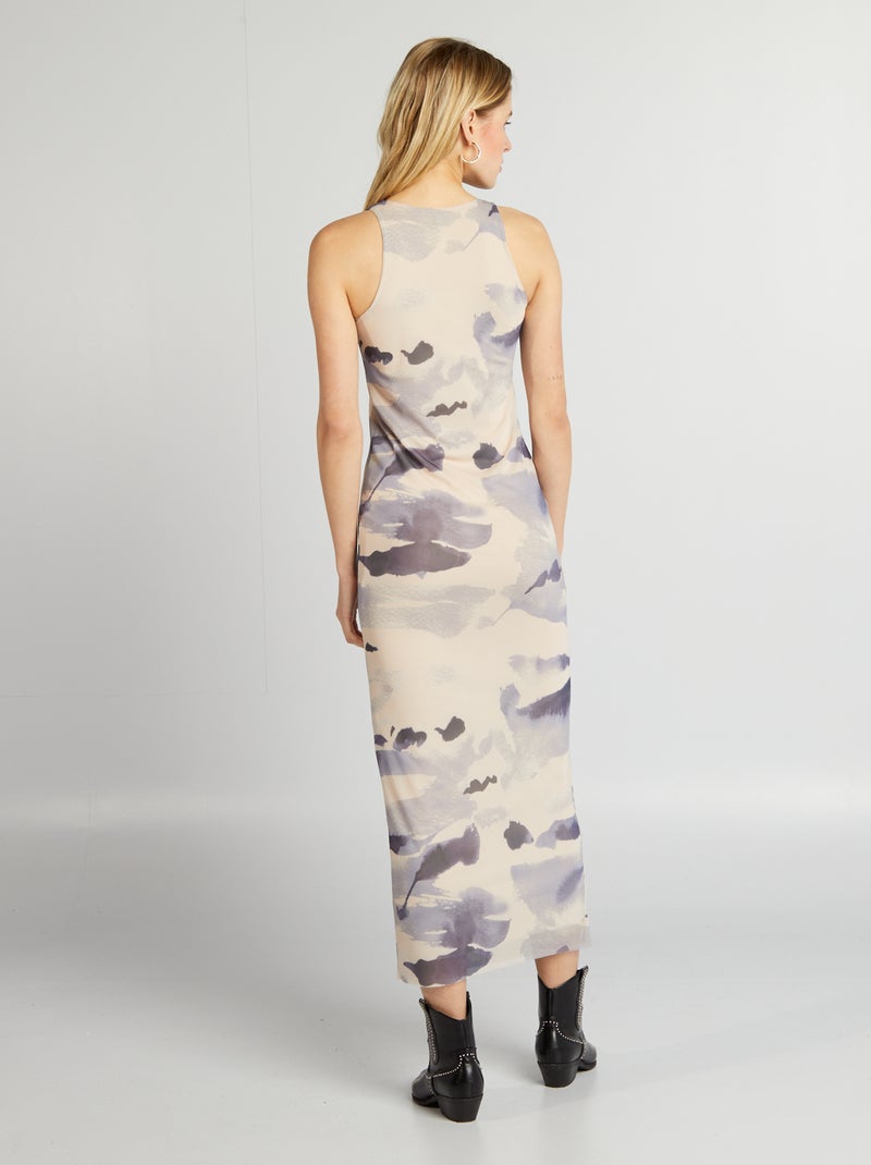 Robe longue près du corps tie and dye Bleu/beige - Kiabi