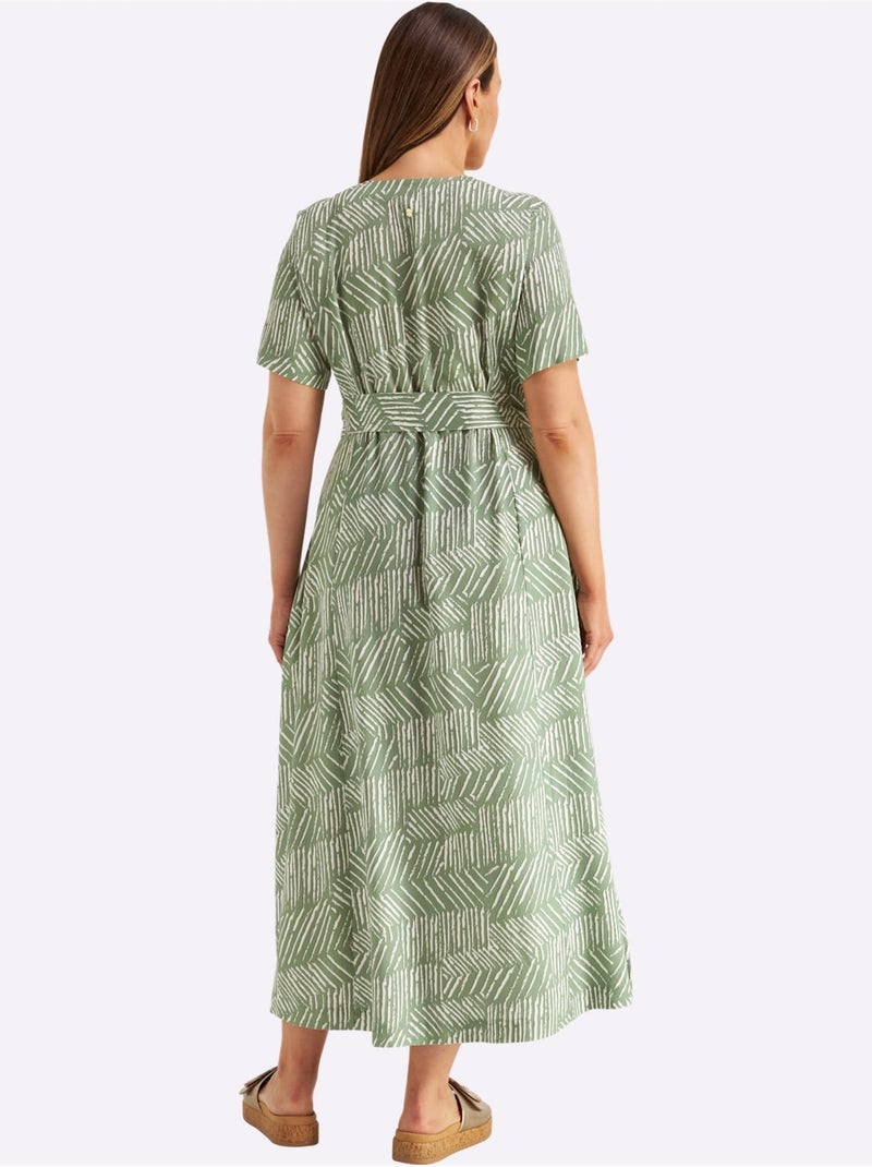 Robe Longue Pure Viscose - Taille Standard - Sheego Blanc Vert - Kiabi