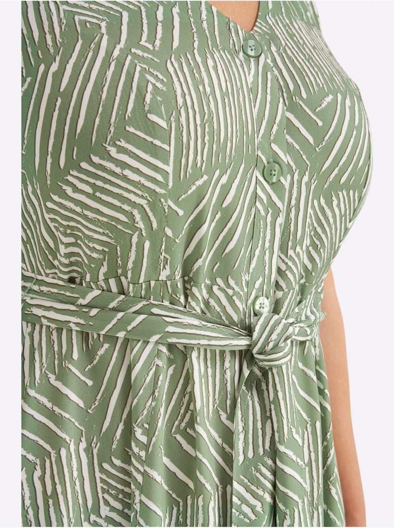 Robe Longue Pure Viscose - Taille Standard - Sheego Blanc Vert - Kiabi