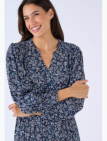 Robe longue pure viscose reliéfée - Damart