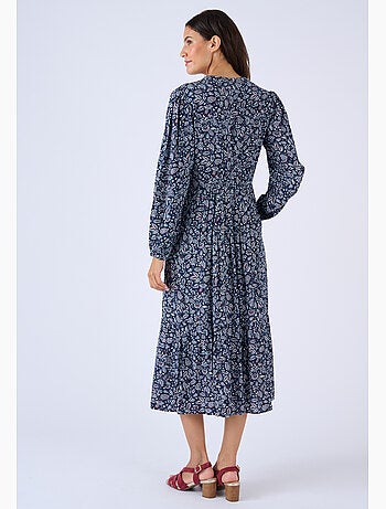 Robe longue pure viscose reliéfée - Damart