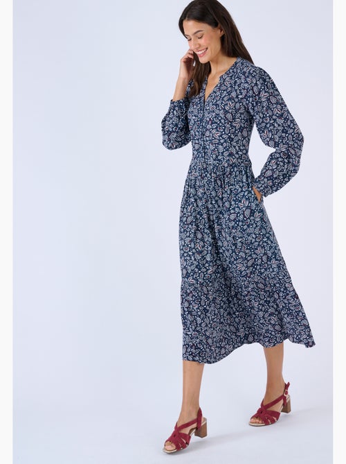 Robe longue pure viscose reliéfée - Damart - Kiabi