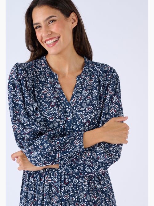 Robe longue pure viscose reliéfée - Damart - Kiabi