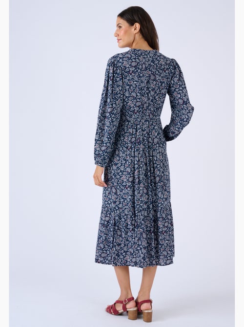 Robe longue pure viscose reliéfée - Damart - Kiabi