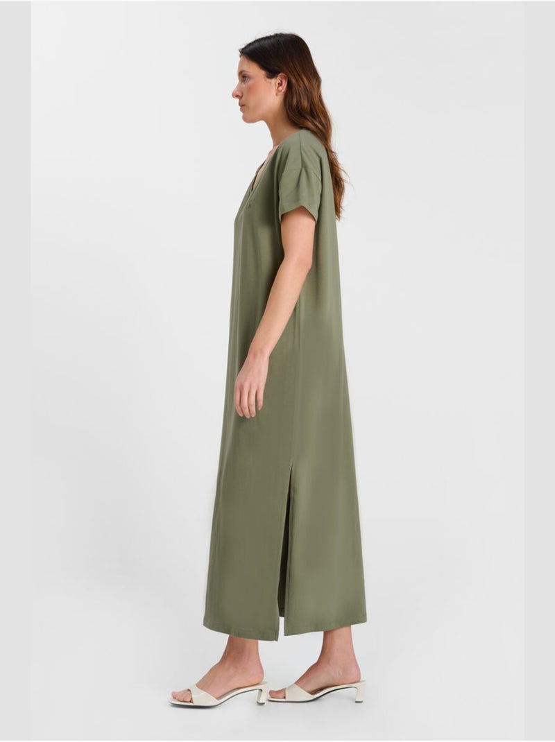 Robe longue ROSANNA droite 'Le Temps Des Cerises' Kaki - Kiabi