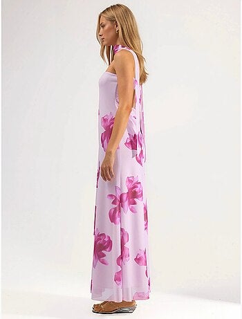 Robe longue sans bretelles à imprimé floral