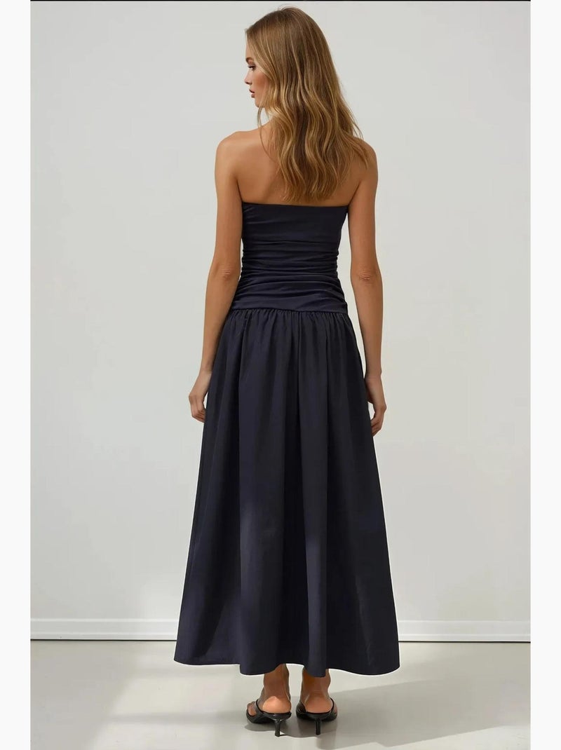 Robe longue sans bretelles hiccup Bleu marine - Kiabi