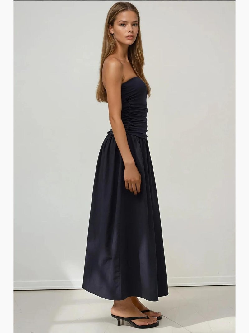 Robe longue sans bretelles hiccup Bleu marine - Kiabi
