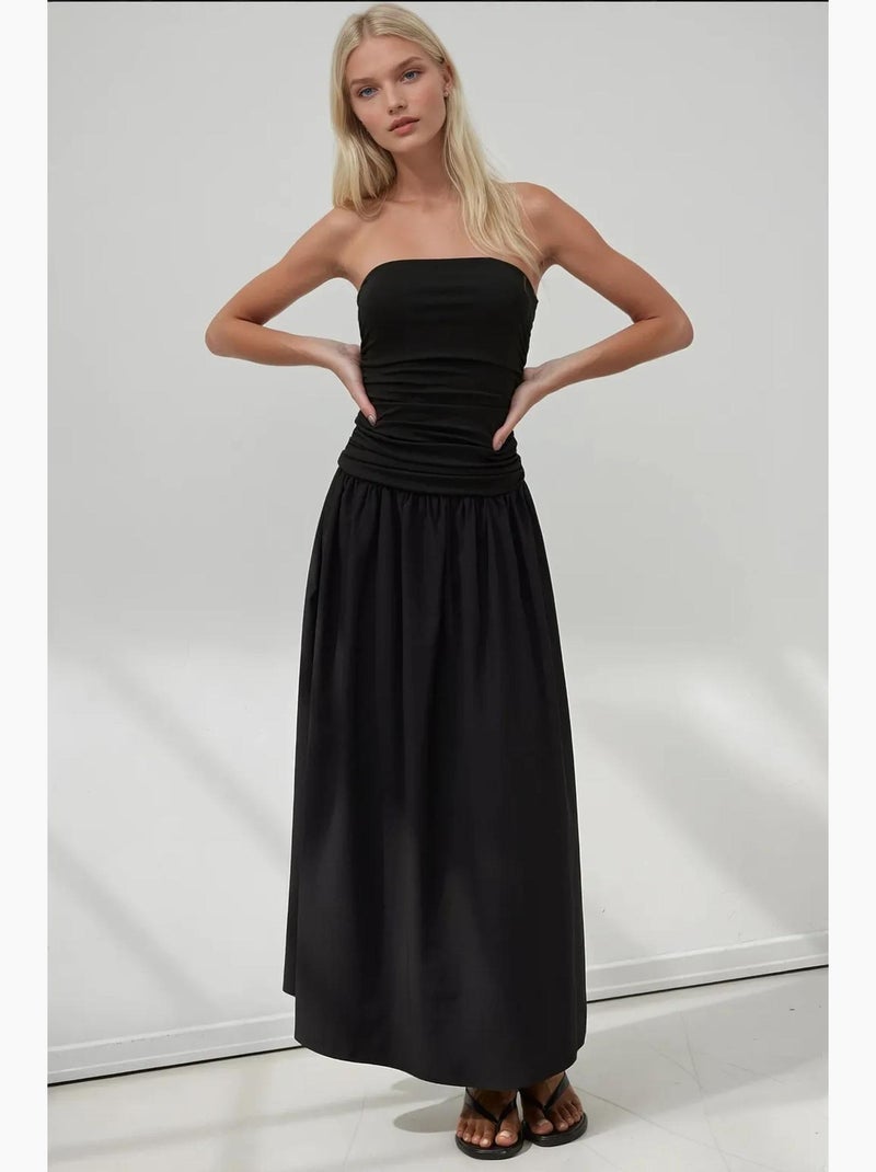 Robe longue sans bretelles hiccup Noir - Kiabi