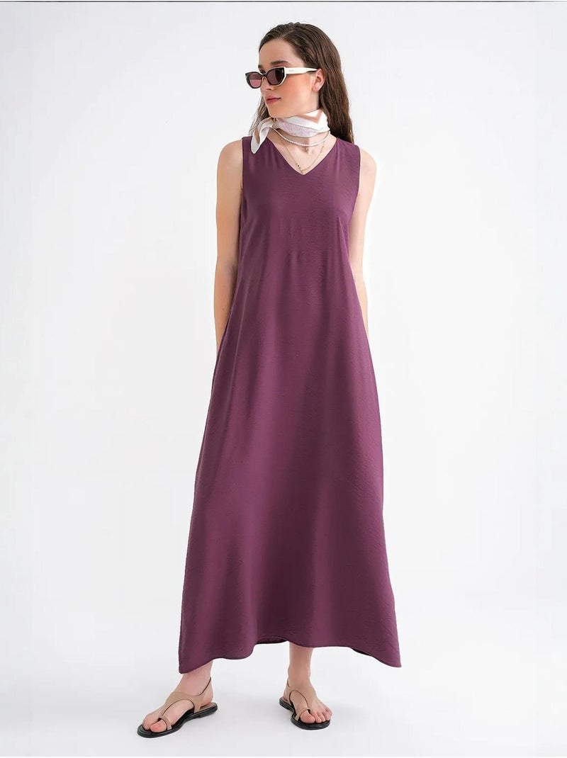 Robe longue sans manches à col en v et poches mixray Rouge bordeaux - Kiabi