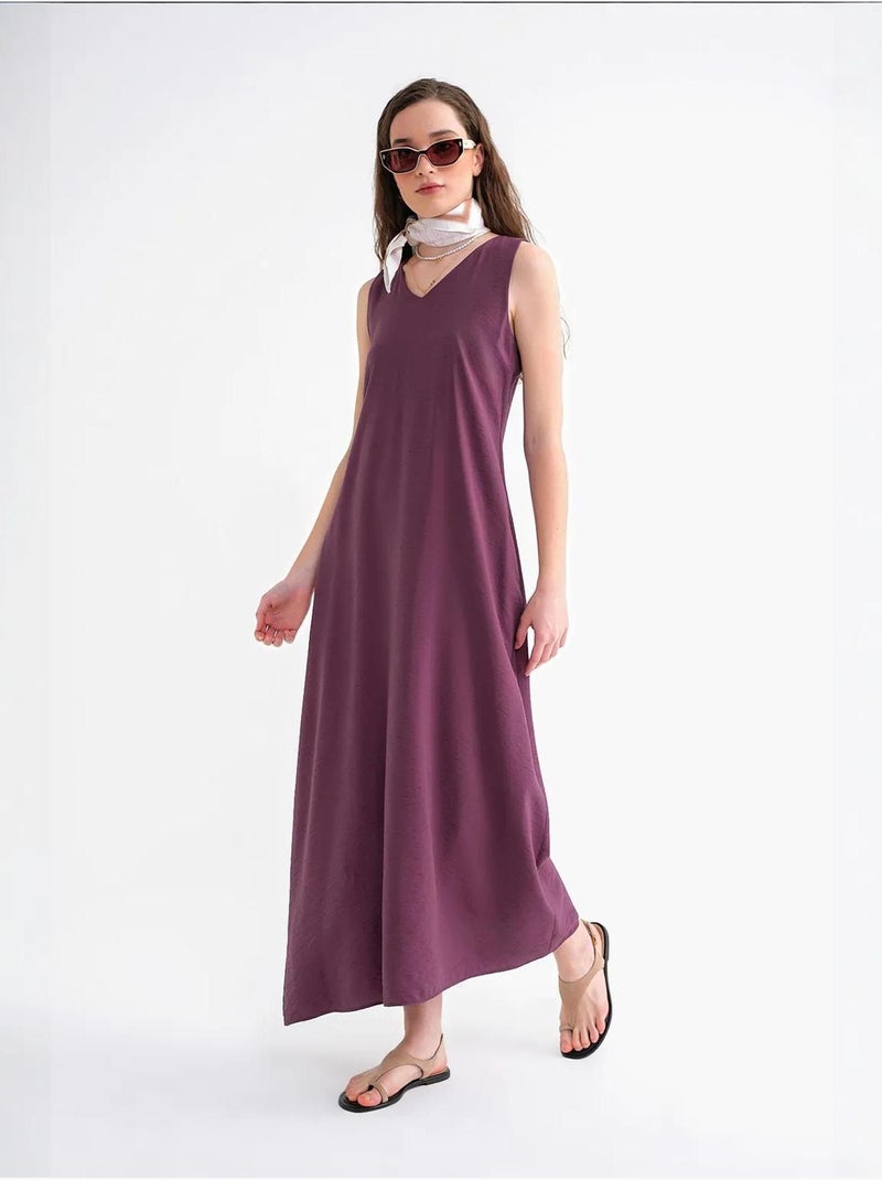 Robe longue sans manches à col en v et poches mixray Rouge bordeaux - Kiabi