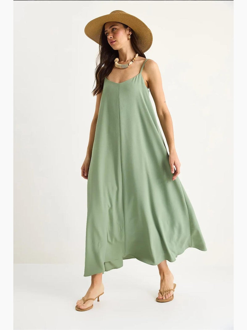 Robe longue sans manches à col v lucci Vert pastel - Kiabi