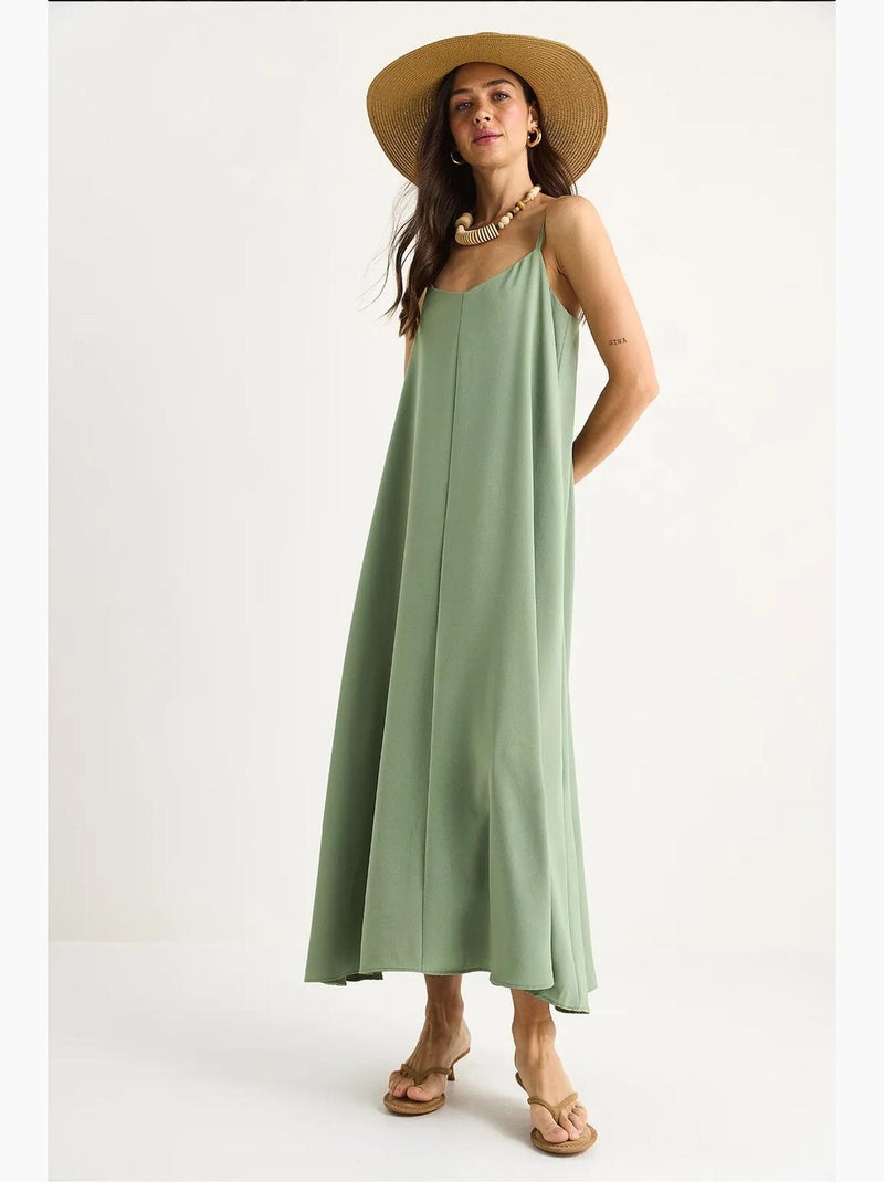Robe longue sans manches à col v lucci Vert pastel - Kiabi