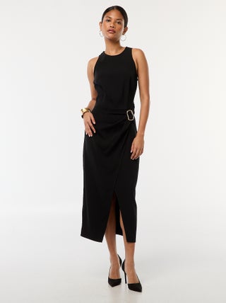 Robe longue sans manches avec effet drapé