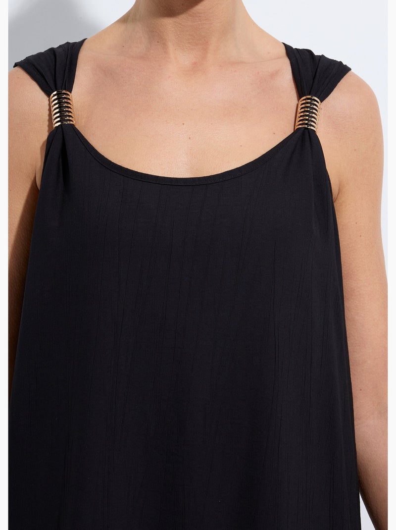 Robe longue sans manches bretelles bijou - Afibel Noir - Kiabi