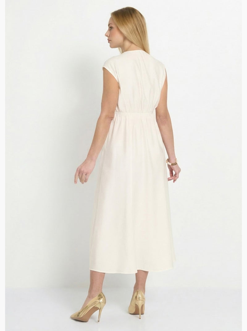 Robe longue sans manches col cache-coeur - Afibel Blanc - Kiabi